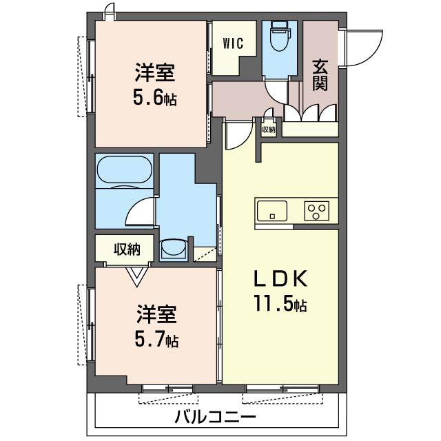 フロッサイト本蓮沼(2LDK/2階)の間取り写真
