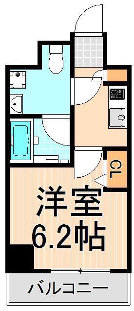 メインステージ千住中居町(1K/2階)の間取り写真