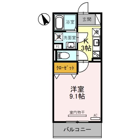 BELLA VISTA 南草津(1K/3階)の間取り写真