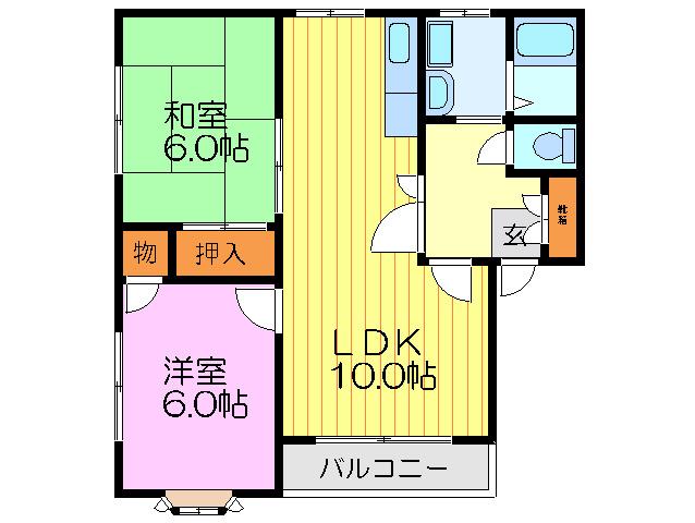 サニーコート(2LDK/3階)の間取り写真