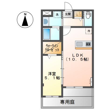 エスポワール松南(1LDK/1階)の間取り写真