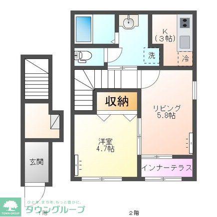 HALELEA・AOBA(1LDK/2階)の間取り写真