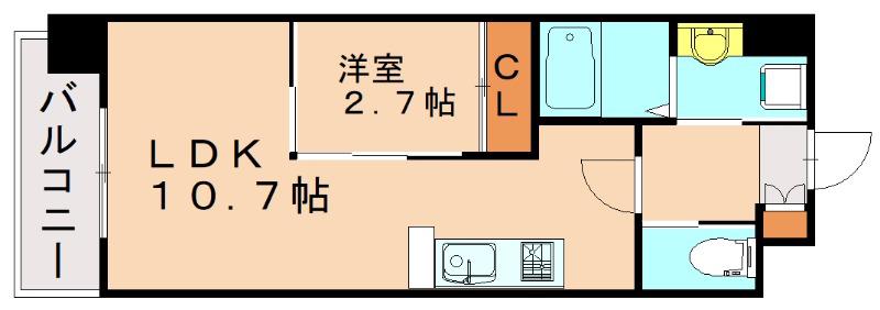 OMANSION(1LDK/10階)の間取り写真