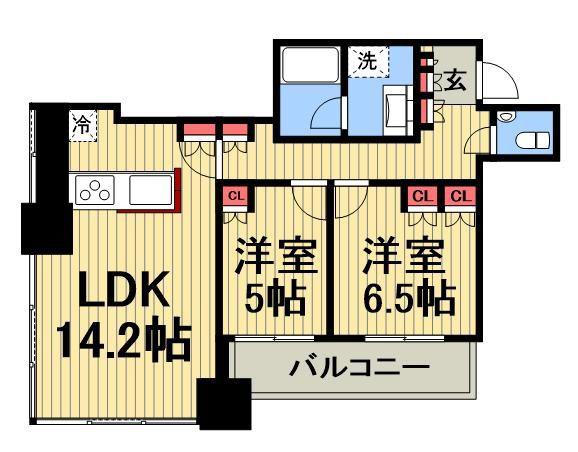 ステーションガーデンタワー(2LDK/13階)の間取り写真