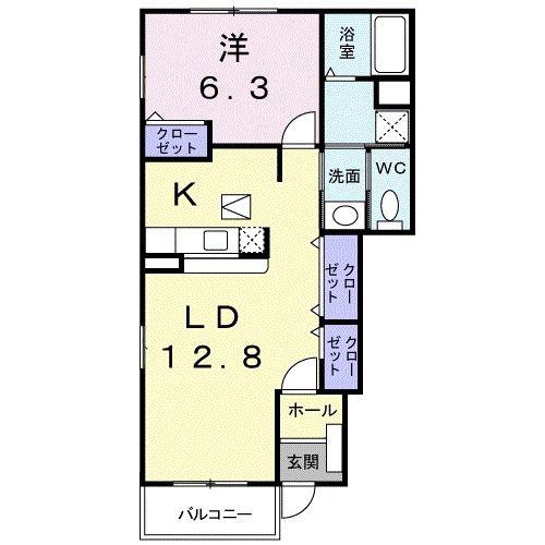 ドーン岩田町(1LDK/1階)の間取り写真