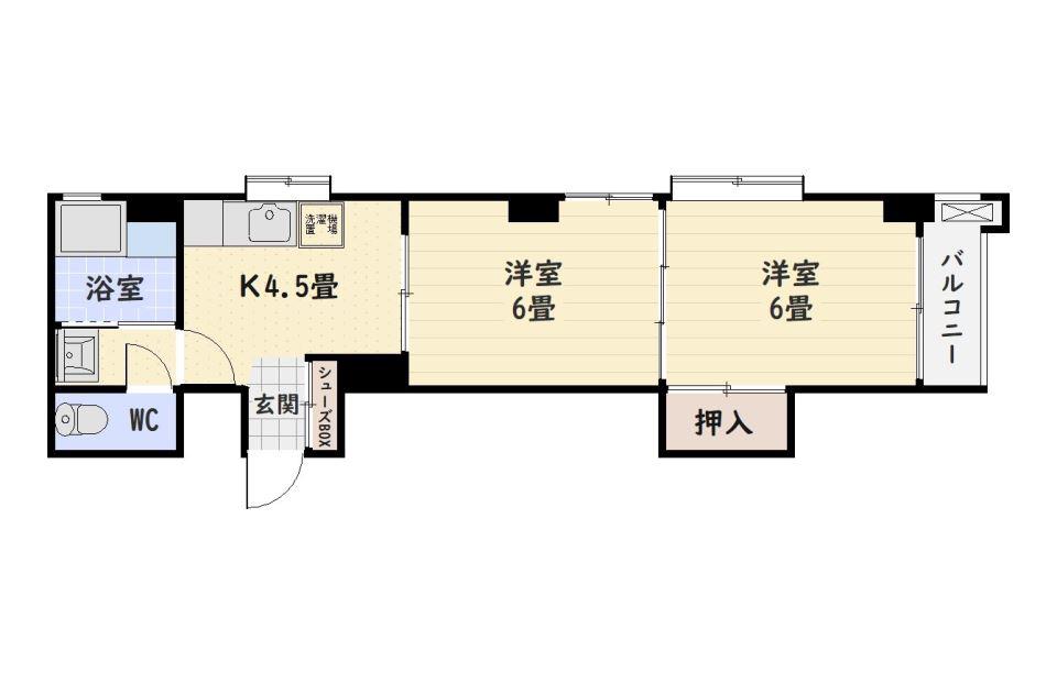 竹田ハイツ(2K/2階)の間取り写真