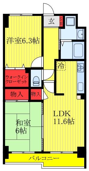 エス・バイ・エル・マンション小石川(2LDK/2階)の間取り写真