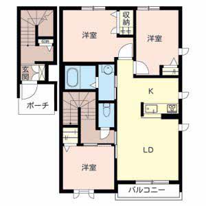 アヴェニーレ西井ノ口(3LDK/2階)の間取り写真
