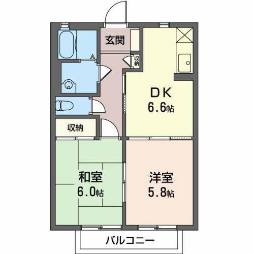三井ハイツ B(2DK/2階)の間取り写真
