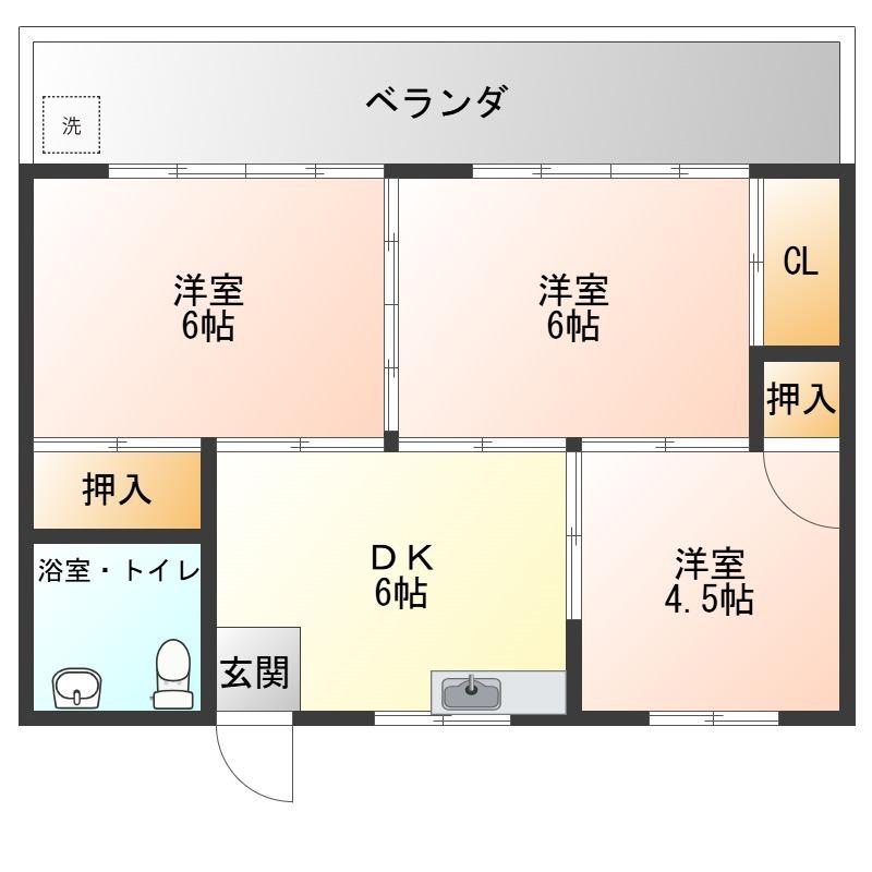 コーポ伊祖(3DK/2階)の間取り写真