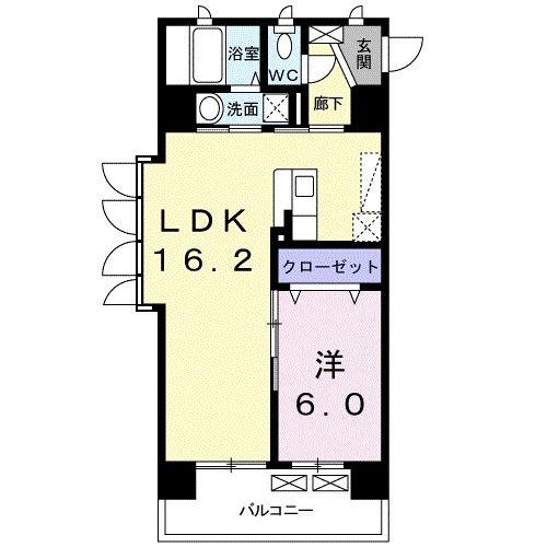 パークサイド仲畑(1LDK/2階)の間取り写真