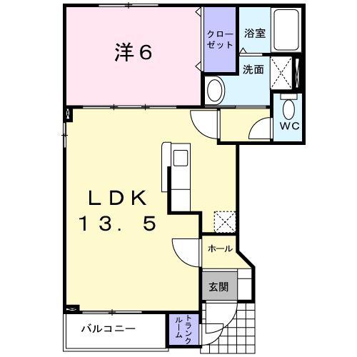 スカイピア勇舞IIE棟(1LDK/1階)の間取り写真