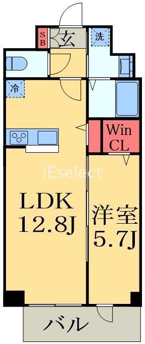 AU SOLEIL CHIBA(1LDK/1階)の間取り写真