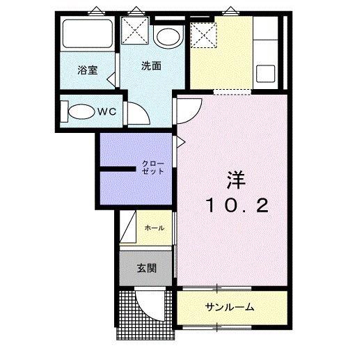 フォルトーナV(ワンルーム/1階)の間取り写真