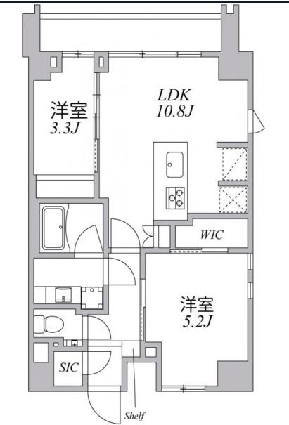 ASYL COURT麻布十番(2LDK/8階)の間取り写真