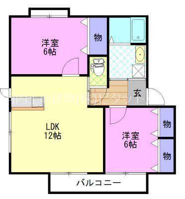 フローリッシュ E(2LDK/1階)の間取り写真