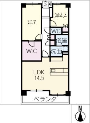 各務原パークホームズ802(2LDK/8階)の間取り写真