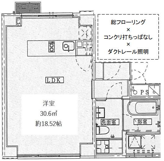 ASEDOBORI(ワンルーム/3階)の間取り写真