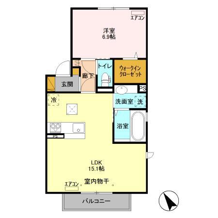 クレストフォーチュン A(1LDK/1階)の間取り写真