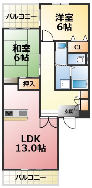 SOL.LEVANTEI・II(2LDK/2階)の間取り写真