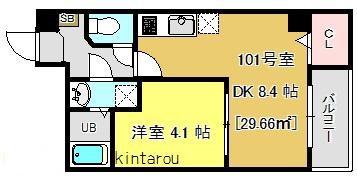 プラージュ東千葉(1DK/1階)の間取り写真