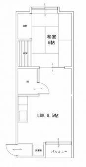 メゾンソルトイン(1LDK/2階)の間取り写真