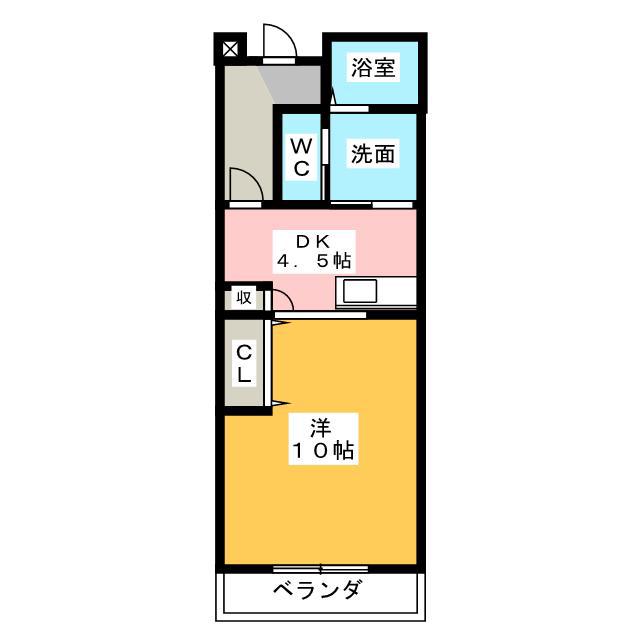ベルアンジュール(1DK/2階)の間取り写真
