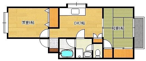 ピナクル博多南(2DK/1階)の間取り写真