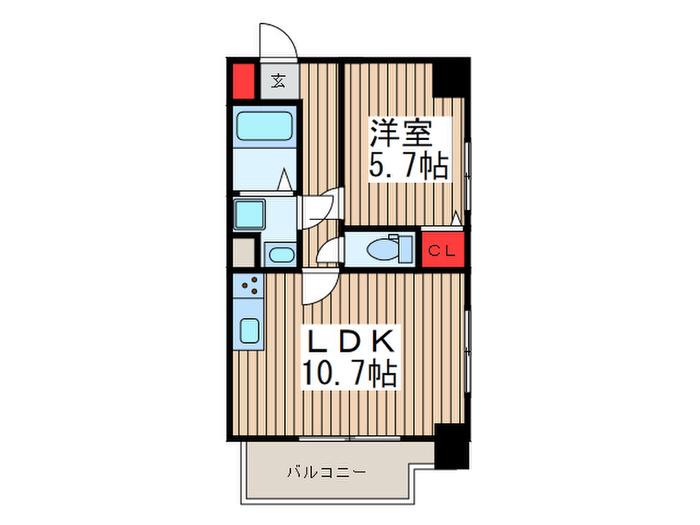ミラコリーヌ浦和(1LDK/5階)の間取り写真