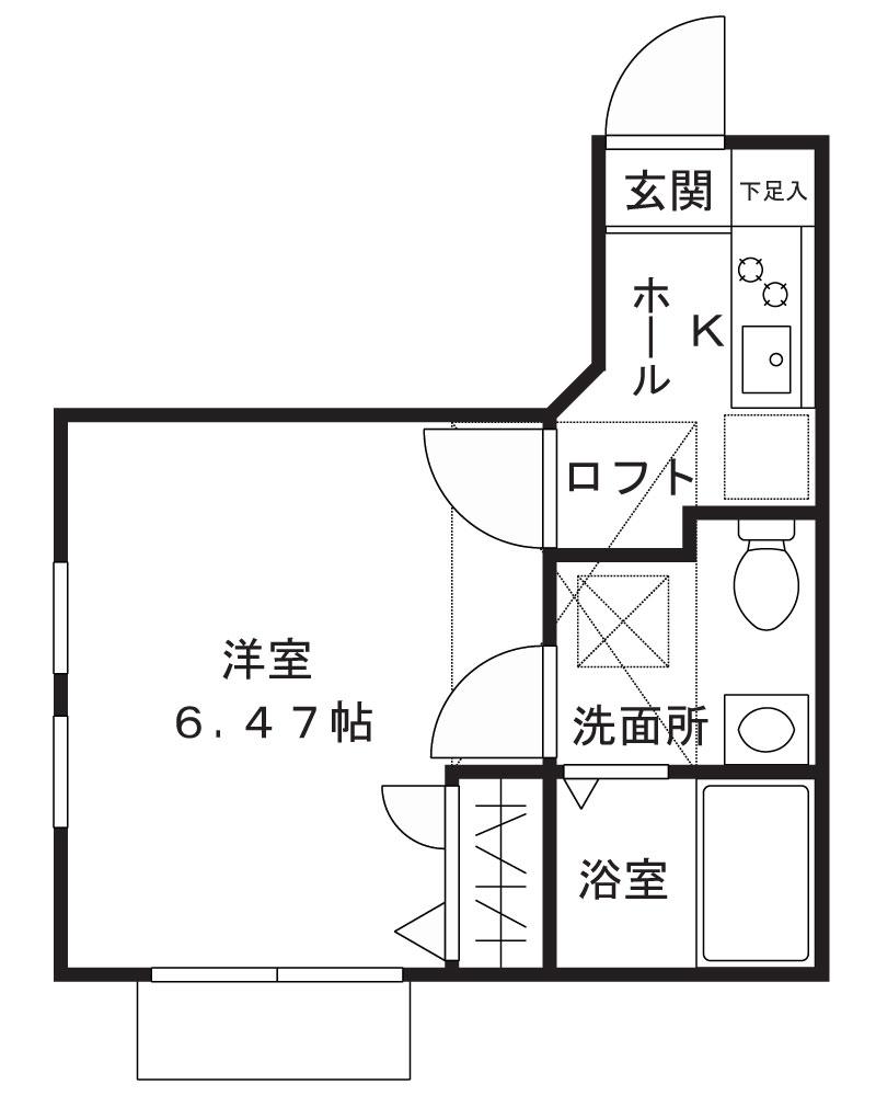 ランドヒルズ長津田(1K/1階)の間取り写真
