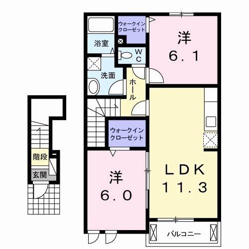 アンジュ・プレッソC(2LDK/2階)の間取り写真