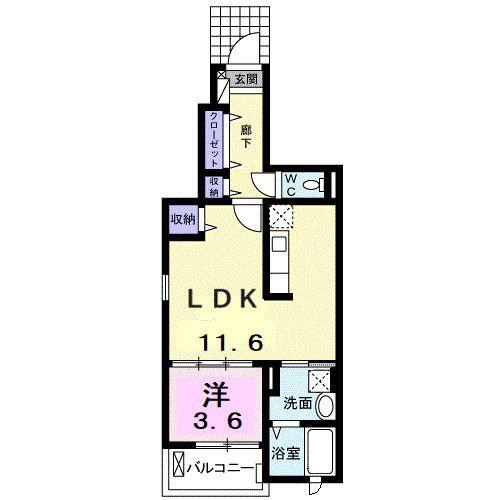 ボニート I(1LDK/1階)の間取り写真