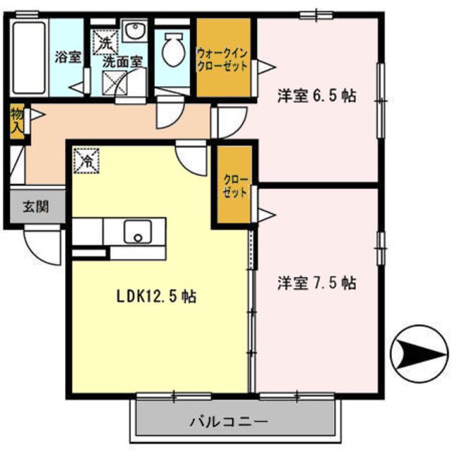 サンフラワ―(2LDK/2階)の間取り写真