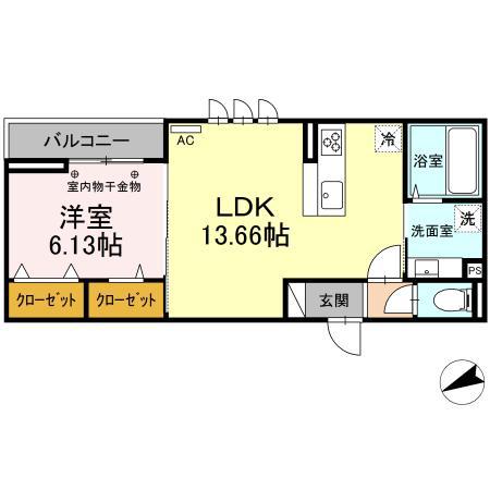 D-ROOMT.MII(1LDK/1階)の間取り写真