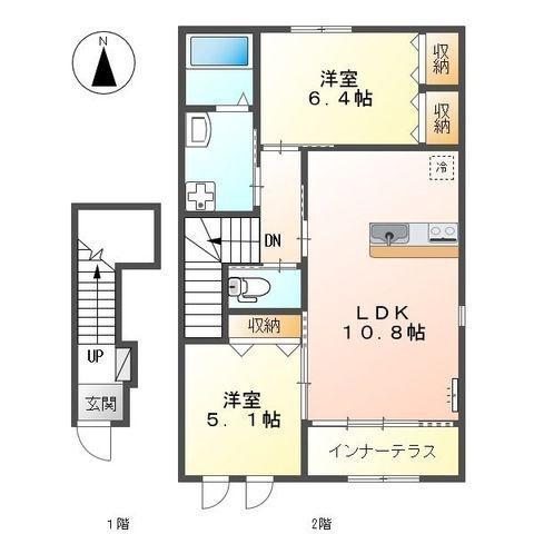 アルシオン(2LDK/2階)の間取り写真