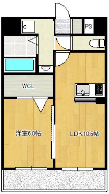 JOWA天王寺(1LDK/3階)の間取り写真