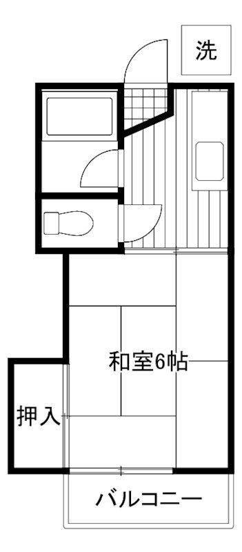 荒金アパート(1K/2階)の間取り写真