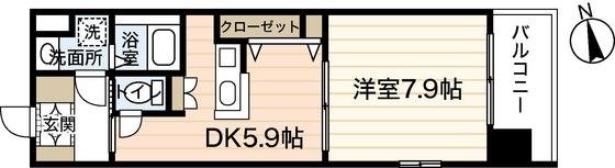グラビスコート八丁堀(1DK/11階)の間取り写真