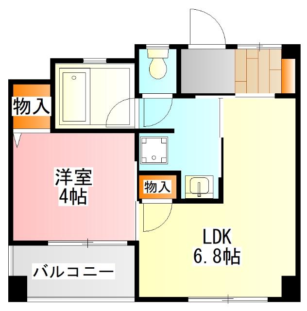 日野スカイマンション(1LDK/4階)の間取り写真