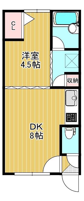 コーポ凌I(1DK/2階)の間取り写真