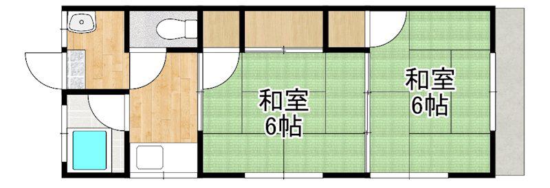 赤塚アパート(2K/1階)の間取り写真