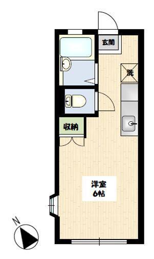 ライムフラット(1K/2階)の間取り写真