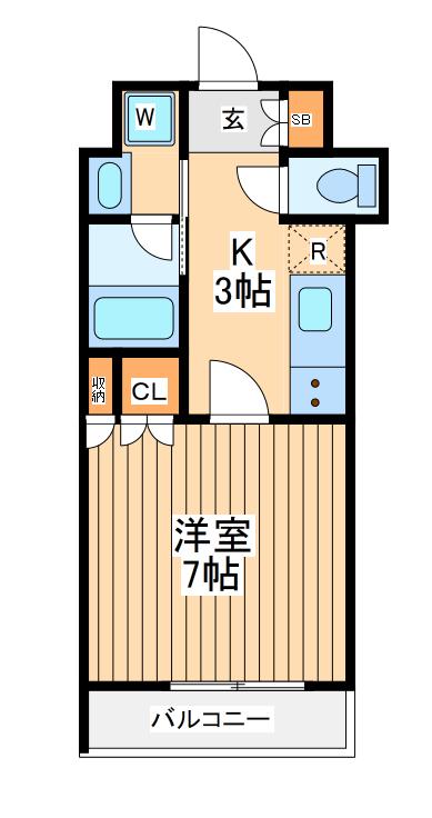 横浜関内プラッツ(1K/2階)の間取り写真