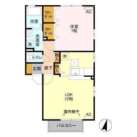 シュロス IV番館(1LDK/2階)の間取り写真