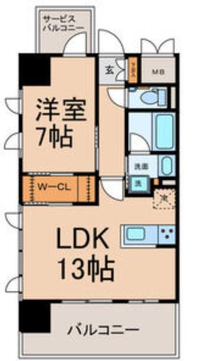 GRAND ESPOIR IZUMI(1LDK/12階)の間取り写真