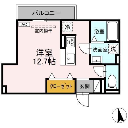D-HILLS城北II(ワンルーム/3階)の間取り写真
