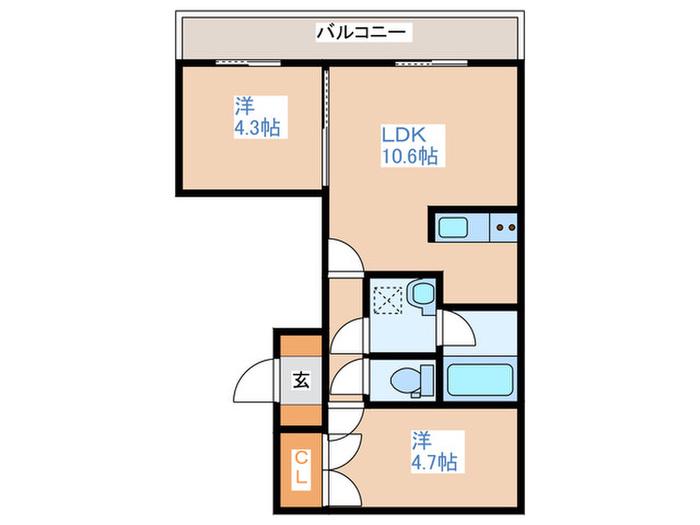 マンショングローリー(2LDK/1階)の間取り写真
