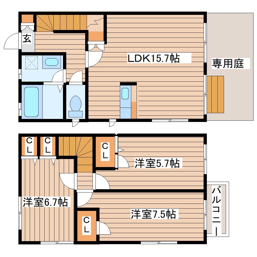 ベルネージュ(3LDK/1階)の間取り写真