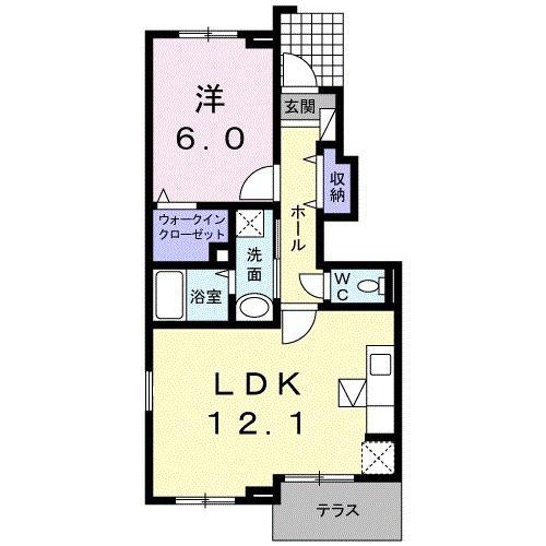アジュール(1LDK/1階)の間取り写真