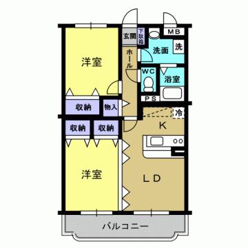 華美が丘 プルミエ(2LDK/1階)の間取り写真